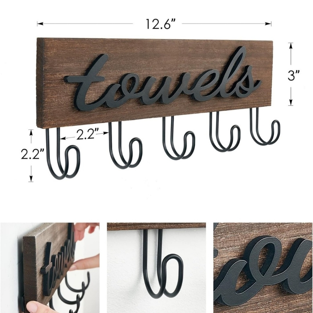 Towel Holder  for Wall Rustic Decor